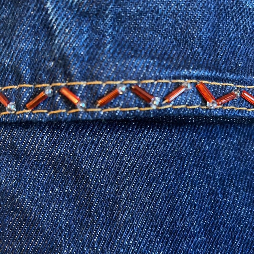 Boone Industries Denim Duster Button up Coat Beads & Modern detail Made in USA - Picture 13 of 17